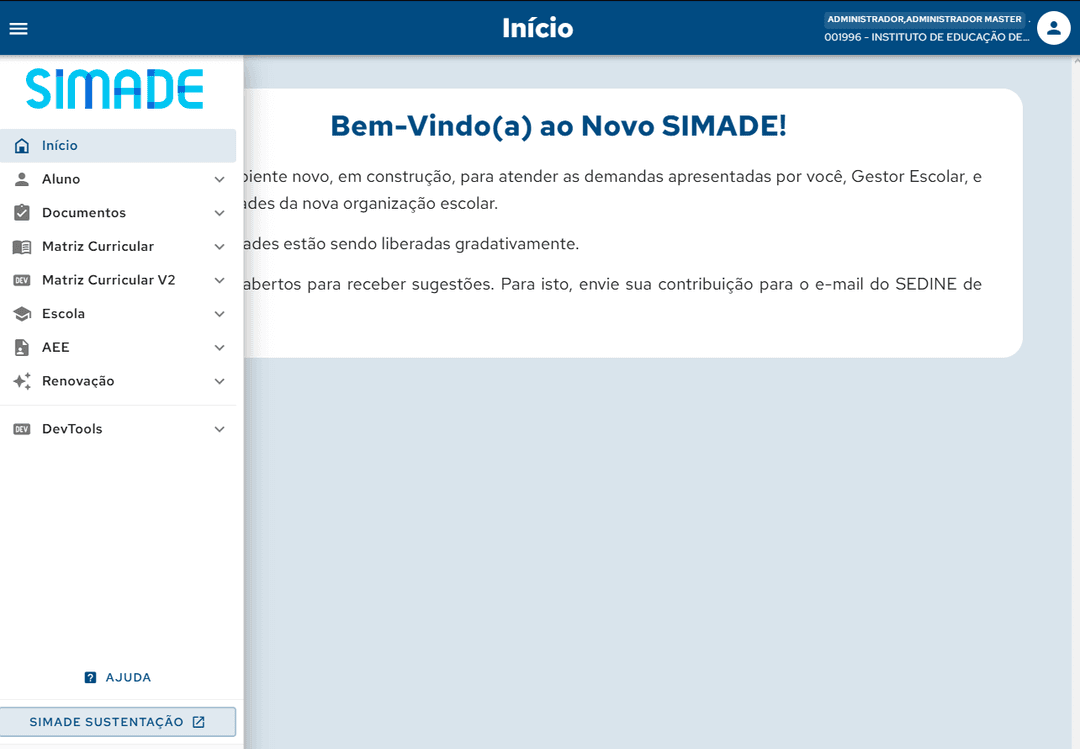 Novo SIMADE project screenshot